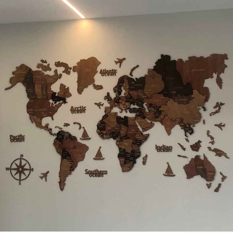 3D -puinen maailmankartta